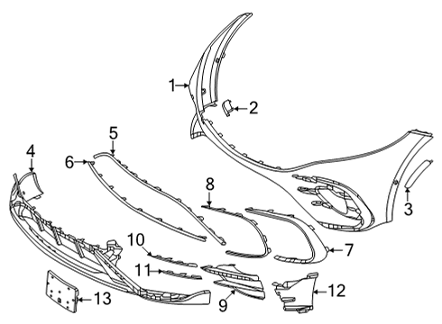 2022 Mercedes-Benz EQS 450+ Bumper & Components - Front Diagram 1