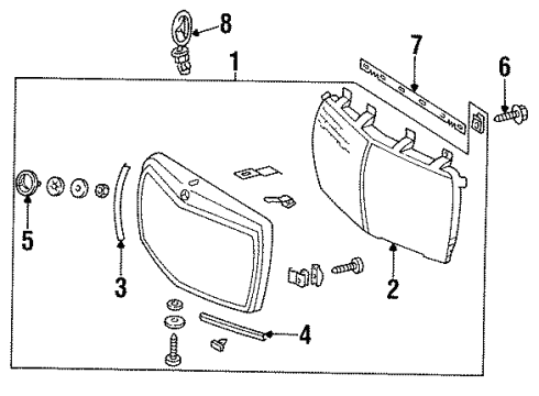 1985 Mercedes-Benz 300CD Grille & Components Diagram 2