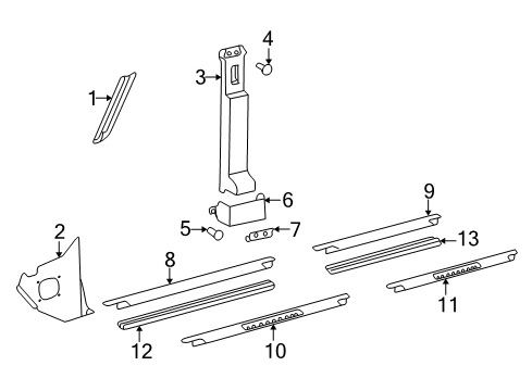 2010 Mercedes-Benz G55 AMG Interior Trim - Pillars Diagram