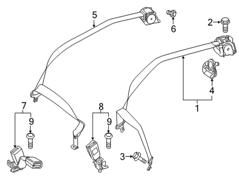 2021 Mercedes-Benz E63 AMG S Seat Belt, Body Diagram 3