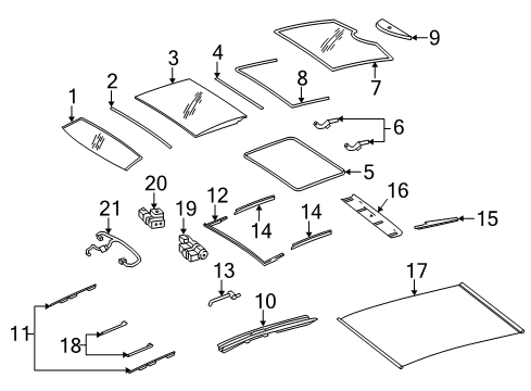 2014 Mercedes-Benz E550 Sunroof, Body Diagram 1