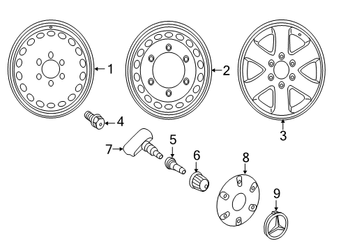 2018 Mercedes-Benz Sprinter 2500 Wheels, Covers & Trim Diagram