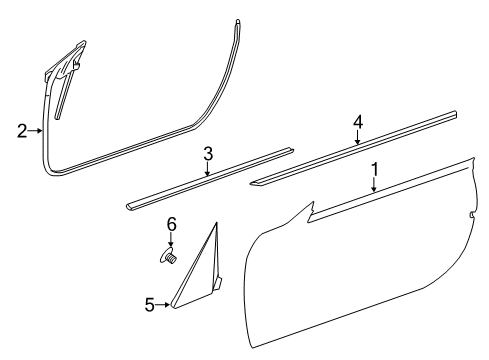 2017 Mercedes-Benz SLC300 Door & Components, Exterior Trim, Trim Diagram