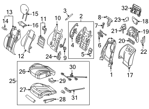 2016 Mercedes-Benz S550 Passenger Seat Components Diagram 1