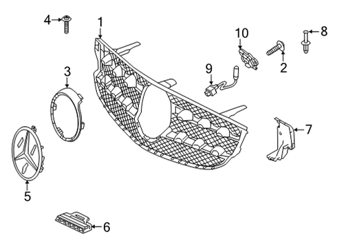 2020 Mercedes-Benz GLC63 AMG Grille & Components Diagram 1