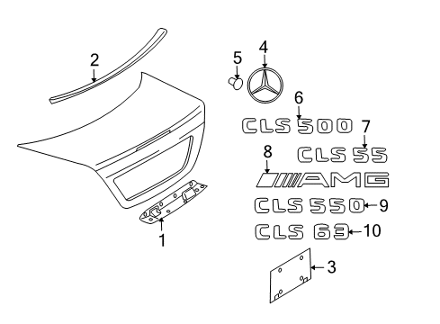 2009 Mercedes-Benz CLS63 AMG Exterior Trim - Trunk Lid Diagram