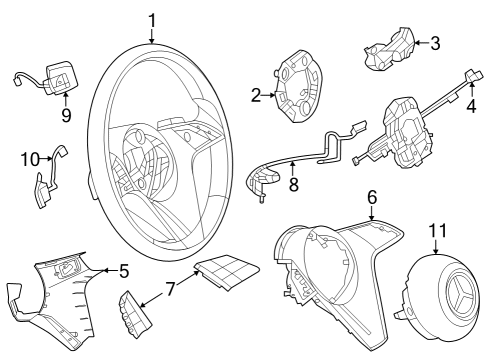 2023 Mercedes-Benz EQS 450 SUV Steering Wheel & Trim Diagram