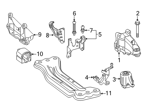 2016 Mercedes-Benz SLK55 AMG Engine & Trans Mounting Diagram 1