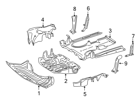 2007 Mercedes-Benz CL600 Splash Shields Diagram