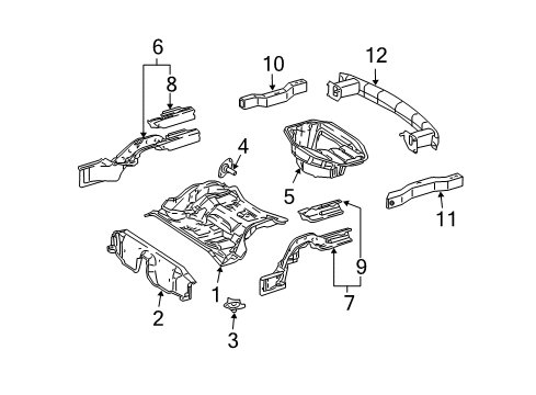 2008 Mercedes-Benz CLK63 AMG Rear Body - Floor & Rails Diagram 1