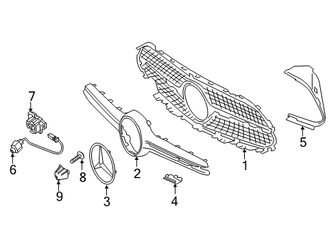 2021 Mercedes-Benz CLS53 AMG Grille & Components Diagram