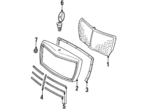 1984 Mercedes-Benz 500SEL Grille & Components Diagram