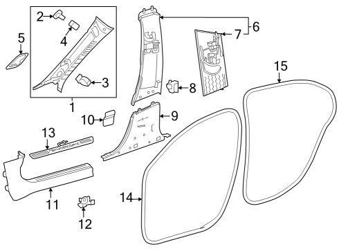 Windshield Pillar Trim Cap Diagram for 247-692-07-00-7H52