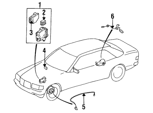 1995 Mercedes-Benz E320 ABS Components Diagram