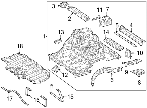 2023 Mercedes-Benz EQE 350 Rear Floor & Rails Diagram