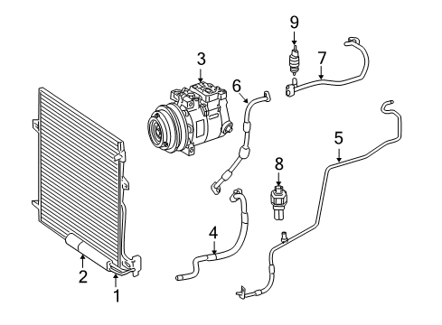 2010 Mercedes-Benz ML450 A/C Condenser, Compressor & Lines Diagram