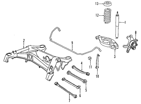 1992 Mercedes-Benz 300TE Rear Suspension, Control Arm, Stabilizer Bar Diagram 2