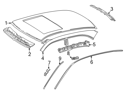 2002 Mercedes-Benz E55 AMG Roof & Components, Exterior Trim Diagram