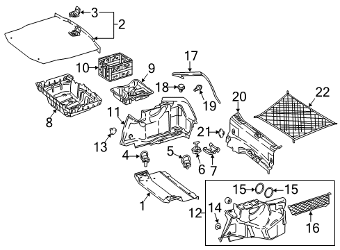 Trunk Trim Panel Diagram for 213-690-30-25-9F08