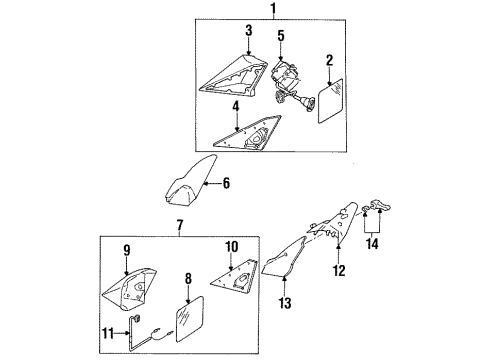 1989 Mercedes-Benz 300TE Outside Mirrors Diagram