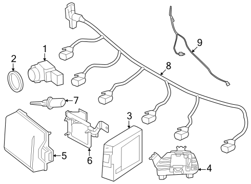 2023 Mercedes-Benz EQE 350 SUV Electrical Components - Front Bumper Diagram 2