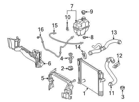 2009 Mercedes-Benz E550 Radiator & Components Diagram