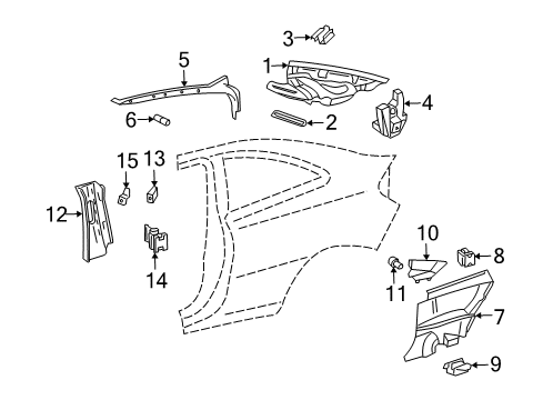 Lower Quarter Trim Diagram for 203-690-77-25-9C54