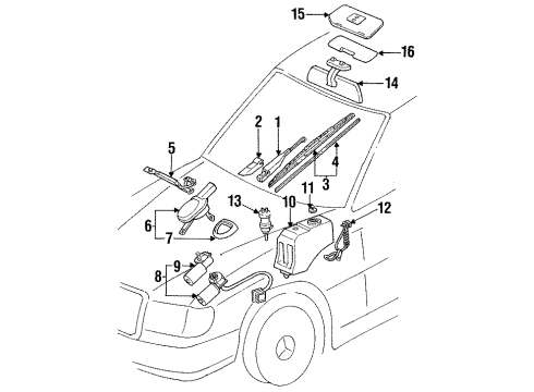 1991 Mercedes-Benz 300CE Wiper & Washer Components, Body Diagram