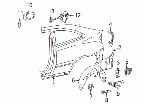 Wheelhouse Liner Diagram for 203-698-18-30