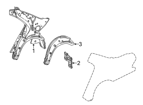 1999 Mercedes-Benz E430 Quarter Panel - Inner Structure Diagram