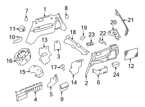 Rear Pillar Trim Cover Diagram for 251-691-02-30-7E94