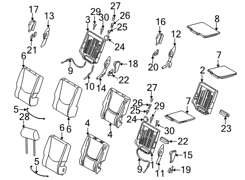 1999 Mercedes-Benz ML430 Rear Seat Components Diagram 3