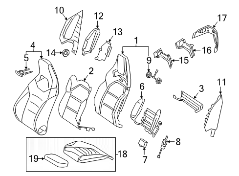 2022 Mercedes-Benz CLA45 AMG Passenger Seat Components Diagram 1