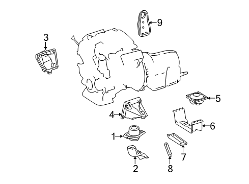 2009 Mercedes-Benz ML350 Engine & Trans Mounting Diagram