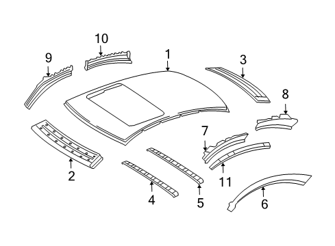 2004 Mercedes-Benz CLK500 Roof & Components Diagram