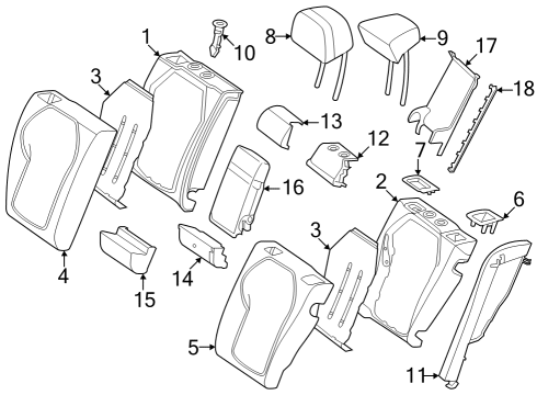 2023 Mercedes-Benz EQE 350 Rear Seat Components Diagram 1