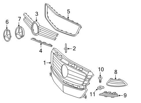 2014 Mercedes-Benz CLS63 AMG S Grille & Components Diagram 2