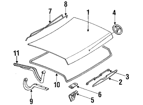 1985 Mercedes-Benz 380SL Trunk Lid Diagram