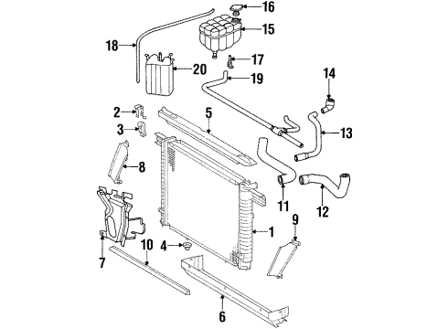 1996 Mercedes-Benz SL600 Radiator & Components Diagram