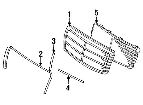 1994 Mercedes-Benz E320 Grille & Components Diagram 1