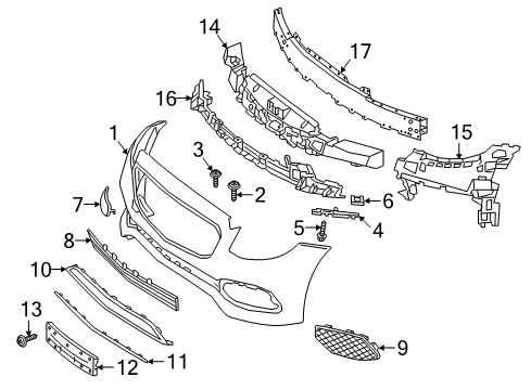 2019 Mercedes-Benz E450 Front Bumper Diagram 2