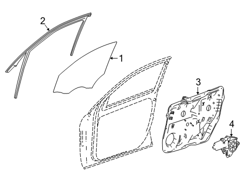 2017 Mercedes-Benz GLE63 AMG S Front Door - Glass & Hardware Diagram 1