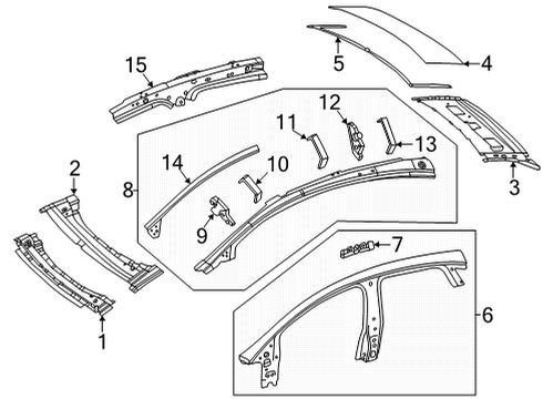 Rear Roof Panel Seal Diagram for 297-650-15-00