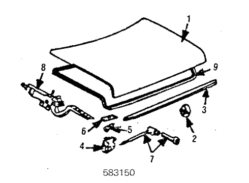 1985 Mercedes-Benz 500SEC Trunk, Body Diagram