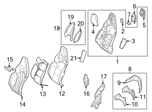 2023 Mercedes-Benz SL55 AMG Passenger Seat Components Diagram 1