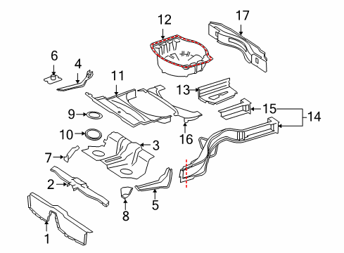 2010 Mercedes-Benz S400 Rear Floor & Rails Diagram