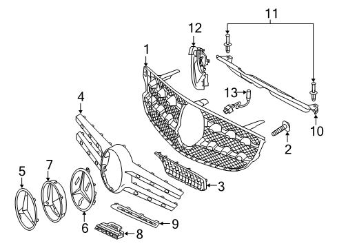 Grille Cover Diagram for 253-888-23-00-9040