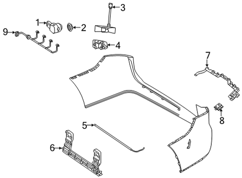 2020 Mercedes-Benz GLE450 Electrical Components - Rear Bumper Diagram 2