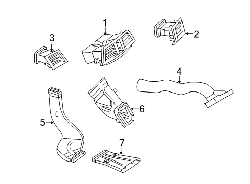 Vent Grille Diagram for 207-830-11-54-9116