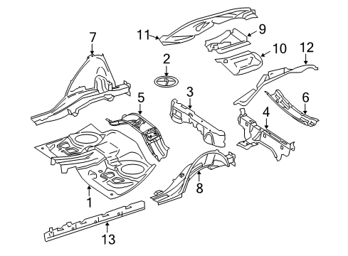 2010 Mercedes-Benz ML450 Floor & Rails, Exterior Trim, Trim Diagram